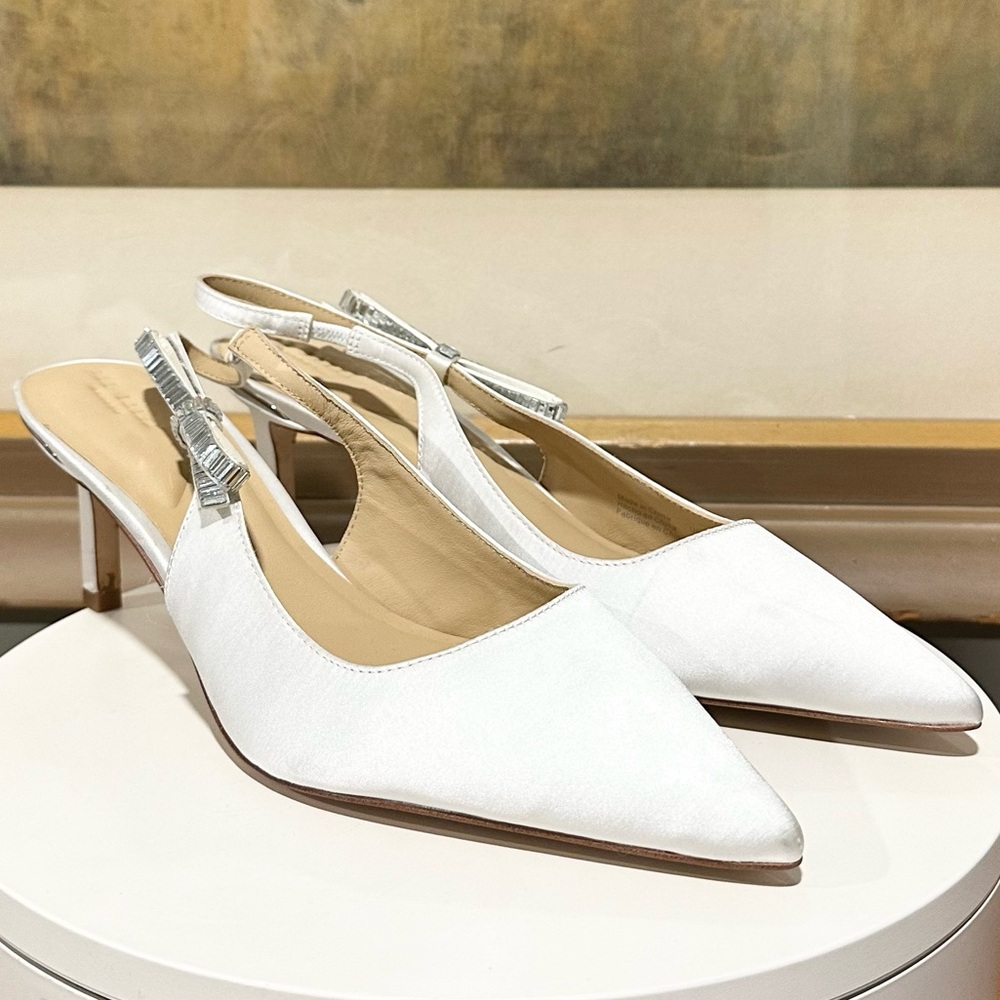 🌸TED BAKER🌸 Janie Bow Slingback Pointed Toe Pump In White Size: 11 - Picture 5 of 16